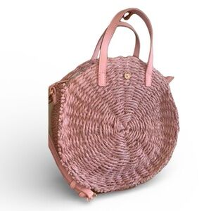 LC Lauren Conrad rose pink round woven shoulder or 'top handle' bag.
